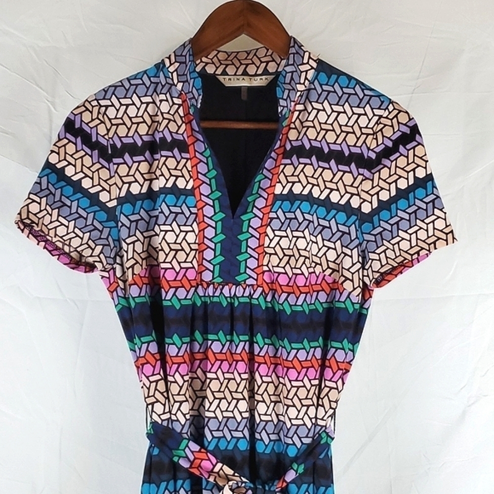 Trina Turk Joni Geo Print Stained Glass Dress - Picture 3 of 7